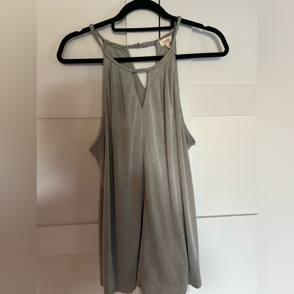 Pixley Charcoal Braided Strap Halter Top large